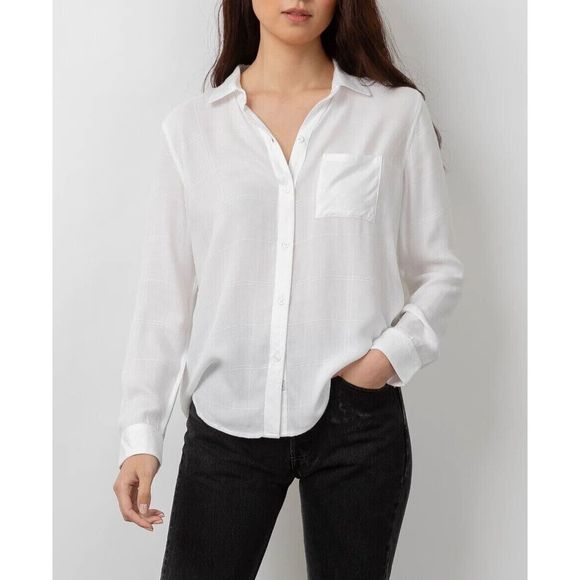 Rails 100-550-1410 Women Sz S Hunter Ivory Check Button Up L/S Shirt $158+ - Picture 12 of 12